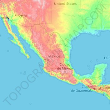 Carte topographique Mexique, altitude, relief