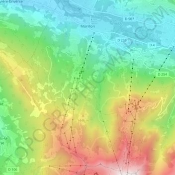 Carte topographique Morillon, altitude, relief