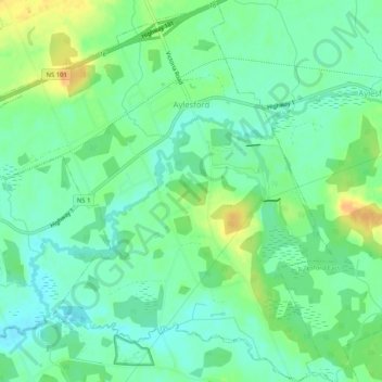 Carte topographique Aylesford, altitude, relief