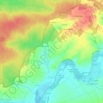 Carte topographique Le Vert, altitude, relief
