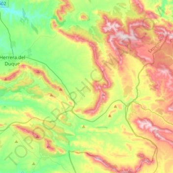 Carte topographique Fuenlabrada de los Montes, altitude, relief
