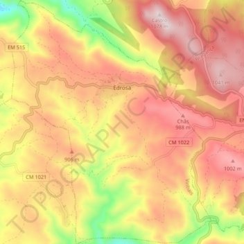 Carte topographique Edrosa, altitude, relief