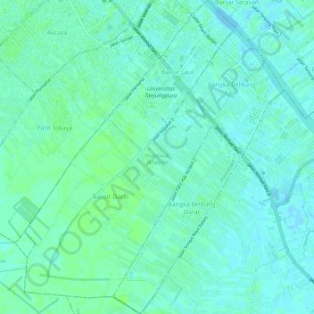 Carte topographique Pontianak Tenggara, altitude, relief