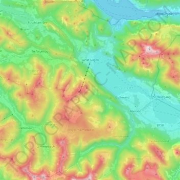 Carte topographique Sankt Gilgen, altitude, relief
