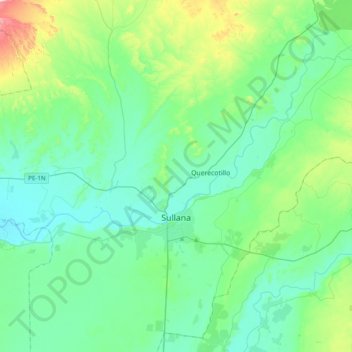 Carte topographique Sullana, altitude, relief