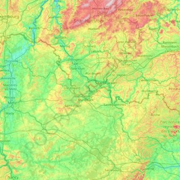 Carte topographique La Sarre, altitude, relief