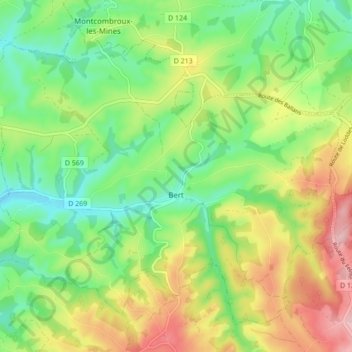 Carte topographique Bert, altitude, relief