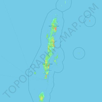 Carte topographique Îles Andaman, altitude, relief