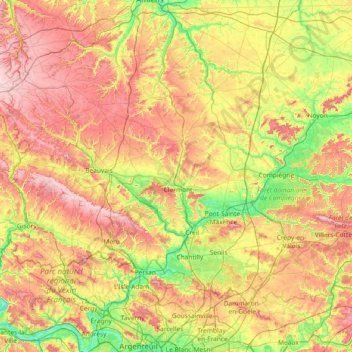 Carte topographique Oise, altitude, relief