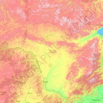 Carte topographique Oblast d'Amour, altitude, relief