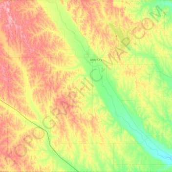Carte topographique Sherman County, altitude, relief