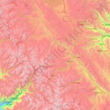 Carte topographique Yauli, altitude, relief