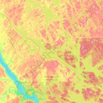 Carte topographique Parc national d'Opémican, altitude, relief