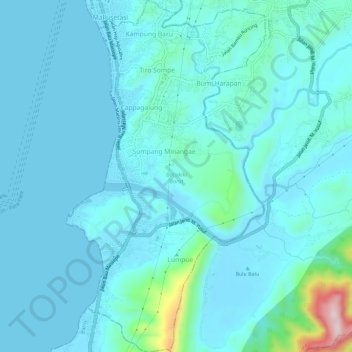 Carte topographique Bacukiki Barat, altitude, relief