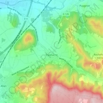 Carte topographique Espeluche, altitude, relief