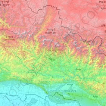 Carte topographique Entwicklungsregion West, altitude, relief