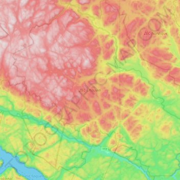 Carte topographique ZEC Chauvin, altitude, relief