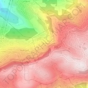 Carte topographique Ain El Remmaneh, altitude, relief