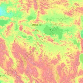 Carte topographique Coqên, altitude, relief