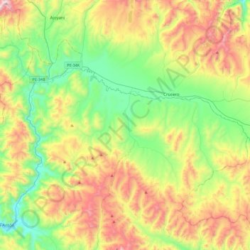 Carte topographique Potoni, altitude, relief