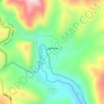 Carte topographique Sar Khun, Chaharmahal and Bakhtiari, altitude, relief