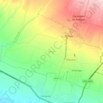 Carte topographique Temoac, altitude, relief