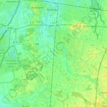 Carte topographique Epe, altitude, relief