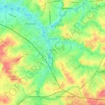 Carte topographique Herne, altitude, relief