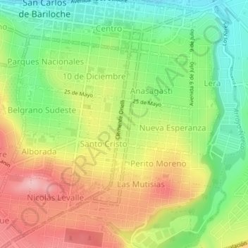 Carte topographique Las Quintas, altitude, relief