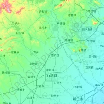 Carte topographique Xingtang County, altitude, relief