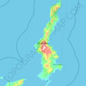 Carte topographique Karpathos, altitude, relief