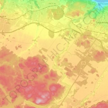 Carte topographique Rivière Chicoutimi, altitude, relief