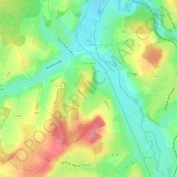 Carte topographique Chaumot, altitude, relief