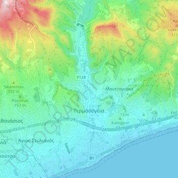 Carte topographique Germasogeia, altitude, relief