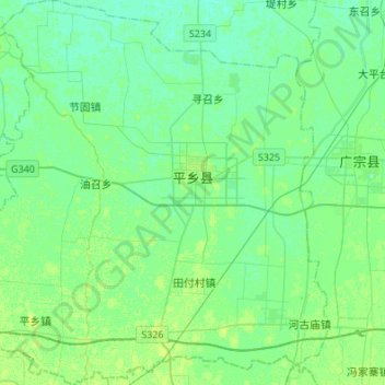 Carte topographique Pingxiang County, altitude, relief