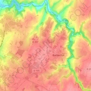 Carte topographique Barbechat, altitude, relief