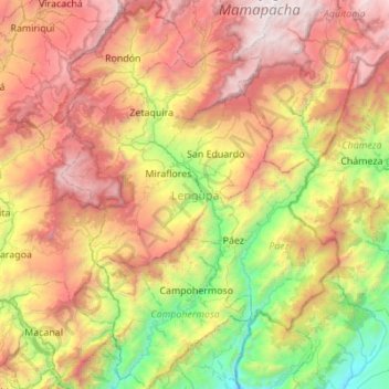 Carte topographique Lengupá, altitude, relief