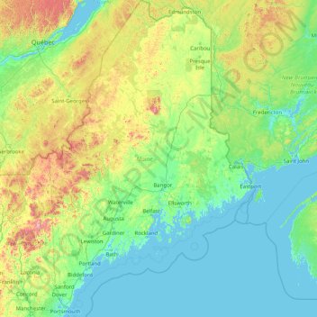 Carte topographique Maine, altitude, relief