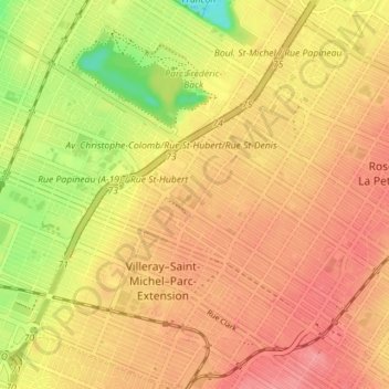 Carte topographique Papineau, altitude, relief