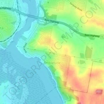 Carte topographique Ambleside, altitude, relief