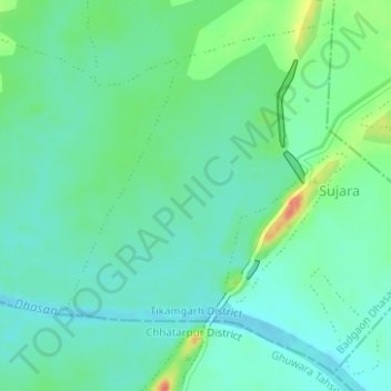 Carte topographique Sujara, altitude, relief