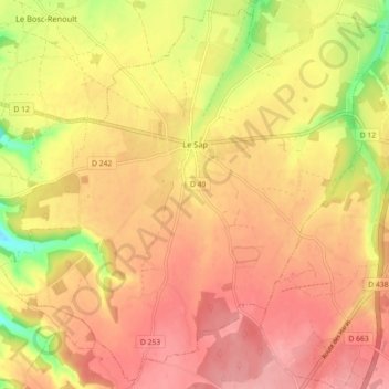 Carte topographique Le Sap, altitude, relief
