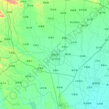 Carte topographique Dengzhou City, altitude, relief