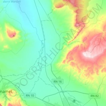 Carte topographique Boulhaf Dir, altitude, relief