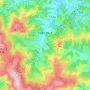 Carte topographique Roquiague, altitude, relief
