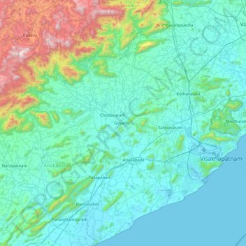 Carte topographique Sarada, altitude, relief