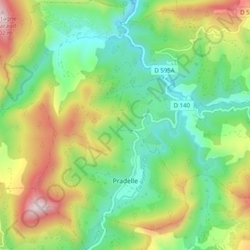 Carte topographique Pradelle, altitude, relief