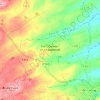 Carte topographique Saint-Quentin-les-Chardonnets, altitude, relief