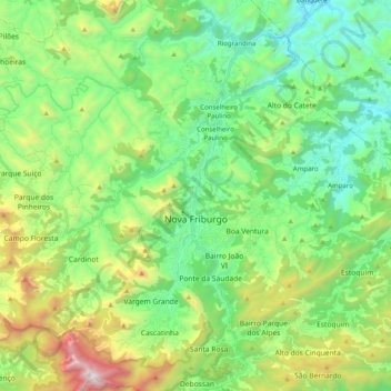 Carte topographique New Fribourg, altitude, relief