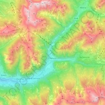 Carte topographique Pardatsch, altitude, relief